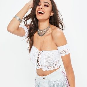 Bohemian Off Shoulder Summer Crochet Crop Top